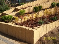 Palisada łupana, cegła, obrzeże 57x11x10 Bia./Żół.