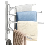 Obrotowy Wieszak łazienkowy na ręczniki ścienny 360° 4-ramienny aluminium