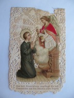 ŚWIĘTY STANISŁAW KOSTKA przedwojenny ŚW.OBRAZEK KORONKA WSTAWKI Z MATERIAŁU