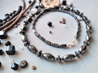 ROCK naszyjnik czarny grafitowy z błyszczącego hematytu BlackberriesArts