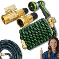 WĄŻ OGRODOWY ROZCIĄGLIWY ZWIJANY 15M 3/4 ZESTAW ZE ZŁĄCZKAMI + PISTOLET