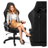 Fotel gamingowy podnoszony biurowy obrotowy kubełkowy ergonomiczny czarny