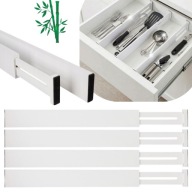 ORGANIZER PRZEGRÓDKI DO SZUFLADY SEPARATORY REGULOWANE BAMBUS BIAŁY 4 SZT