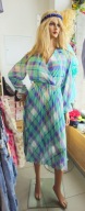 Sukienka turkusowa kratka plisowana M/L Italy !!!