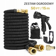 WĄŻ OGRODOWY ROZCIĄGLIWY ELASTYCZNY Z PISTOLETEM 8W1 ZŁĄCZKI 15 M CZRANY