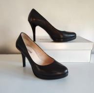 Szpilki Vittorio 37 włoskie buty skórzane ideał czółenka na platformie (B1)