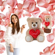 MIŚ PLUSZOWY Z SERCEM LOVE, DUŻY MISIEK IDEALNY PLUSZAK NA PREZENT OD SERCA