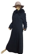 Dziekański długi płaszcz wełniany wełna kaszmir kołnierz z lamy 36/38/40