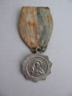 SERCE JEZUSA IHS przedwojenny MEDALIK ZE WSTĄŻKĄ