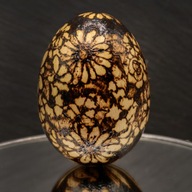 Drewniane jajko dekoracyjne – ręcznie wypalany wzór - Kwiaty, Wielkanoc