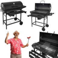 GRILL WĘGLOWY OGRODOWY DUŻY Z POKRYWĄ POPIELNIK PRZENOŚNY Z POŁKAMI RUSZT