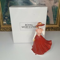 Royal Worcester – elegancka dama w bordowej sukni, oryginalne pudełko