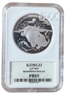 KONGO 10F 2007 HIPOPOTAM PR69 LUSTRZANKA SREBRZONA L