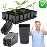 ZESTAW 24 DONICZEK PRODUKCYJNYCH 0,8 L Z TACĄ 60x40 CM – POLSKA PRODUKCJA