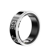 Srebrny Smart Ring, wyświetlacz LCD, pomiar tętna, monitor snu, wodoodporny