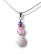 KRAGAM04 Zawieszka/Wisiorek kamienie KWARC RÓŻOWY AGAT AMETYST