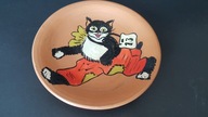 Stary ozdobny ceramiczny talerzyk Kot design