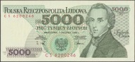 Polska 5000 złotych 1988 - Fryderyk Chopin - CS - stan bankowy UNC