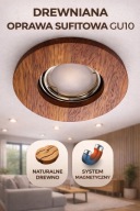 Oprawa sufitowa wpuszczana drewno merbau oczko GU10 maskownica magnetyczna