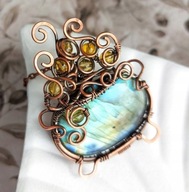 Wisior magiczny kociołek czarownicy z labradorytem, unikatowy naszyjnik