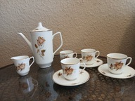 WAŁBRZYCH SERWIS DO KAWY RÓŻA HERBACIANA STARA PORCELANA VINTAGE PRL 4os/10