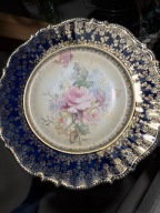 Muzealny okaz kobaltowa patera róże RS prussia rok 1880-1900