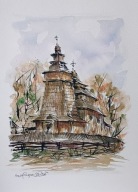 Nowy Sącz cerkiew św. Dymitra akwarela format a4 autor R. Kępa