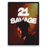 Plakat 21 Savage rap hip-hop 50x70 cm czarna ramka dekoracja