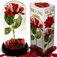 WIECZNA RÓŻA W SZKLE ŚWIECĄCA LED PREZENT NA WALENTYNKI DZIEŃ BABCI KOBIET