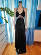 Długa cekinowa czarna elegancka suknia wieczorowa Sylwester M/L (15)