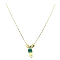 55752 Celebrytka złota stal chirurgiczna delikatna z kotkiem z cyrkonią