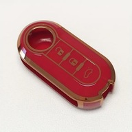 Czerwono-złote etui na kluczyk FIAT 500 Ducato Punto Panda Citroen Peugeot