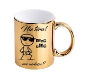 Zabawny złoty kubek do kawy praca na urodziny na prezent