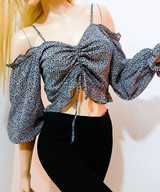 H__&__M szyfonowa bluzka hiszpanka odkryte ramiona vintage S