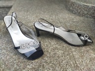 AZUREE nr 39/8 przezroczyste czółenka luksusowej marki skóra