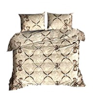 Pościel kora lux 220x240 +2x70x80 +2x40x40 zamek K 293 Kokardki brąz