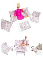 Duże Drewniane mebelki dla lalek różowa kanapa z fotelami dla dziewczynki