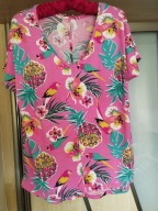 BLUZKA PRZEWIEWNA MODALU PIĘKNA RÓŻOWA W KOLOROWE WZORY R.L/XL