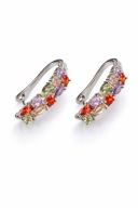 Srebrne Kolczyki Kolorowe Cyrkonie Markizy Próba 925 na prezent