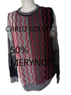 Carlo Colucci męski sweter przez głowę 50% wełna merynos r XL