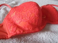 Biustonosz 65E czerwony pomarańcz koronka