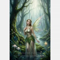 Leśna wróżka kobieta obraz na płótnie 55x80 tajemniczy las fantasy mgła art