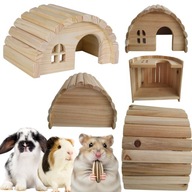 DOMEK DLA GRYZONIA CHOMIKA SZCZURA MYSZY KROLIKA DREWNIANY SOSNA KRYJOWKA