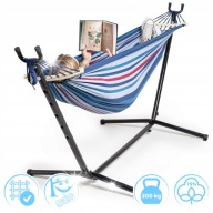 HAMAK ZE STELAŻEM OGRODOWY STOJAK DO HAMAKA DWUOSOBOWY XXL MOCNY 200 KG