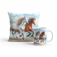 Poduszka i kubek konie w galopie