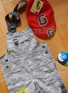 Spodenki Ogrodniczki Smerfy 92 + czapka z daszkiem bawełna lato