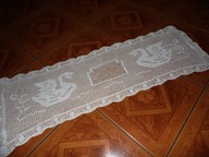 Bieznik koronkowy w łabędzie, szydelko - 30 cm x 90 cm