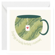 Kartka okolicznościowa z Podziękowaniami - Dziękuję Kubek Herbata- 14x14 cm