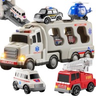 Zestaw Ratunkowy 5w1 Auta Karetka Policja Straż Dźwięk Światło Woopie