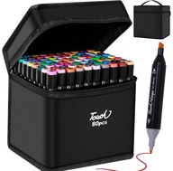 IDEALNY PREZENT MARKERY ALKOHOLOWE 80 SZT + TORBA | Dwustronne Flamastry